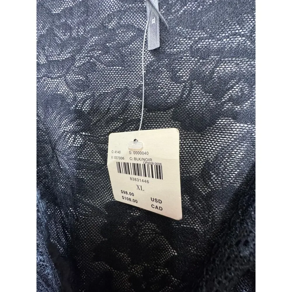 Anthropologie Long-Sleeve Sheer Lace Bodysuit Black Size XL NEW - Picture 8 of 9